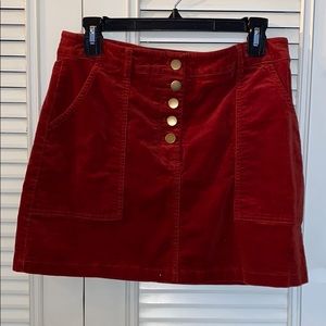 Red Corduroy Skirt
